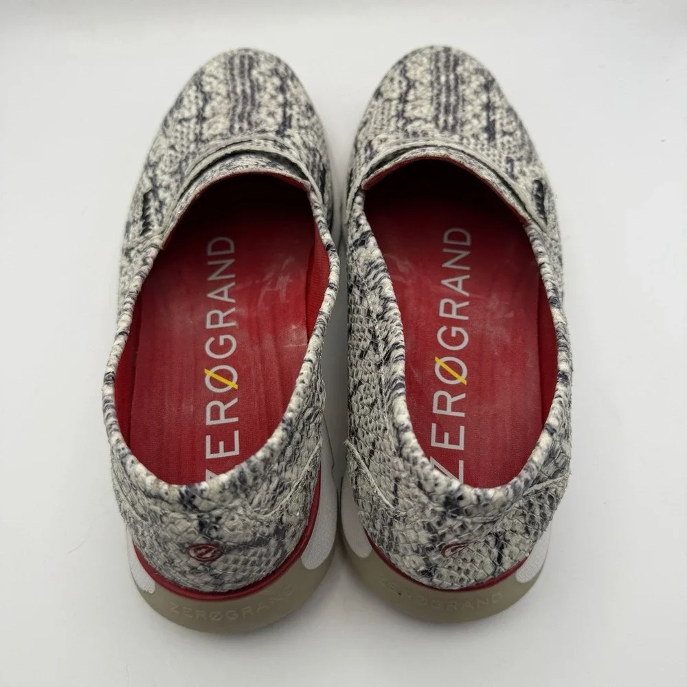 Cole Haan Zerogrand Black White Snakeskin Penny Loafer Women's Sz 8 B